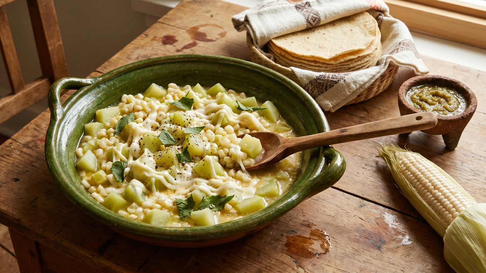 Chayotes con Elote y Quesillo