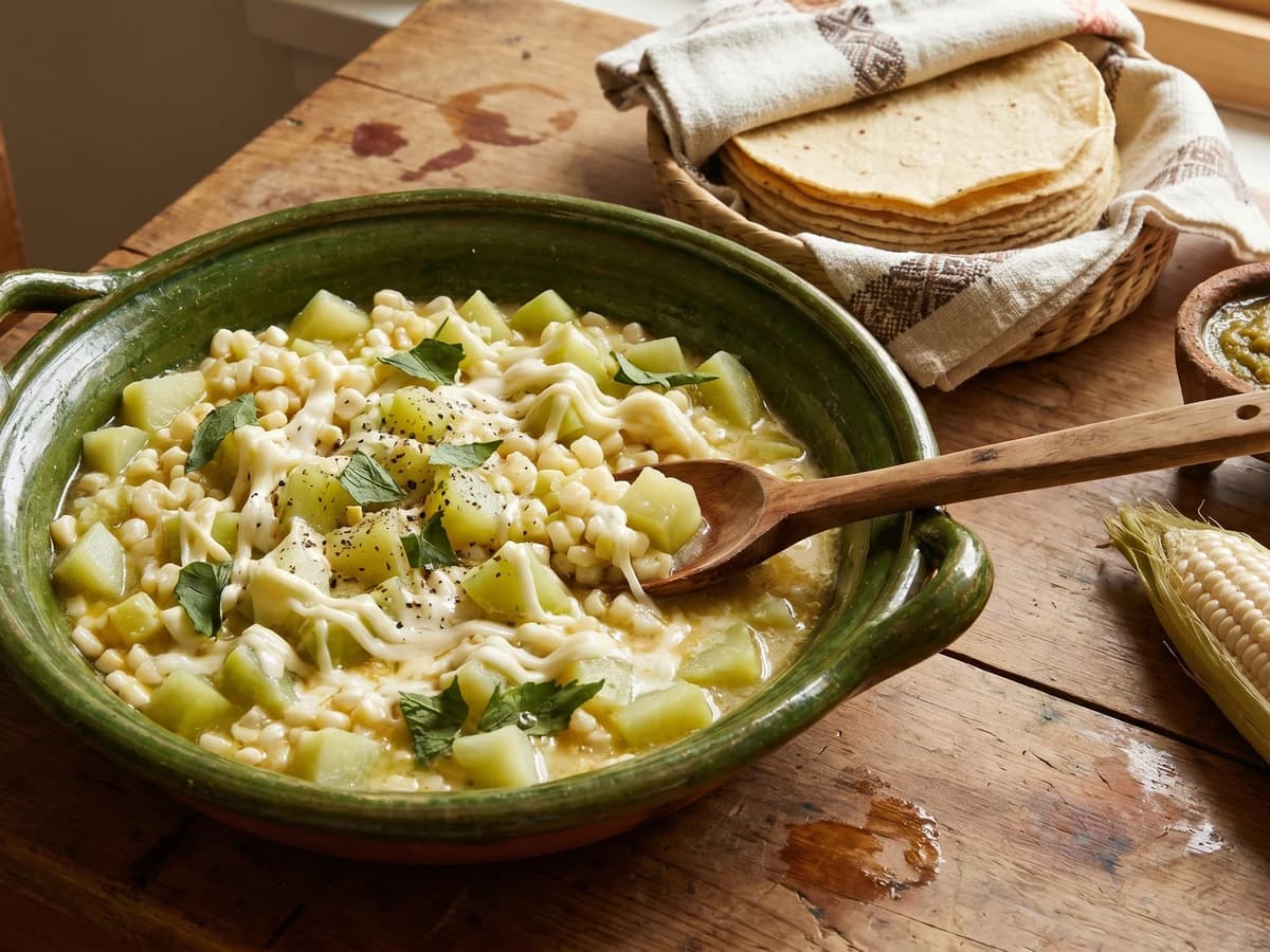 Chayotes con Elote y Quesillo