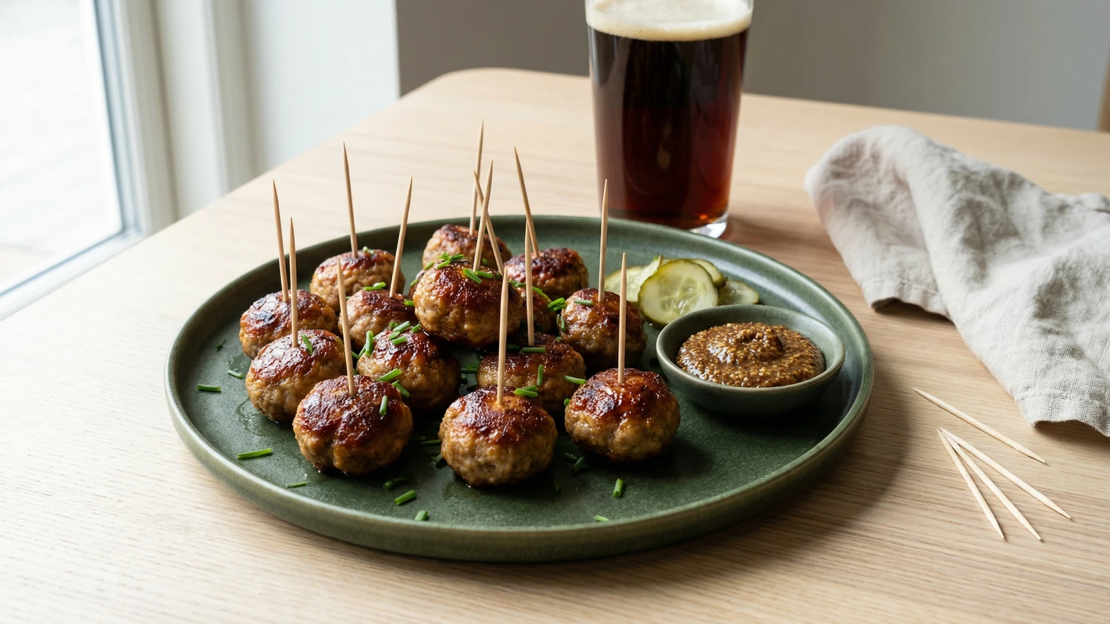 Sma Frikadeller paa Tandstikker