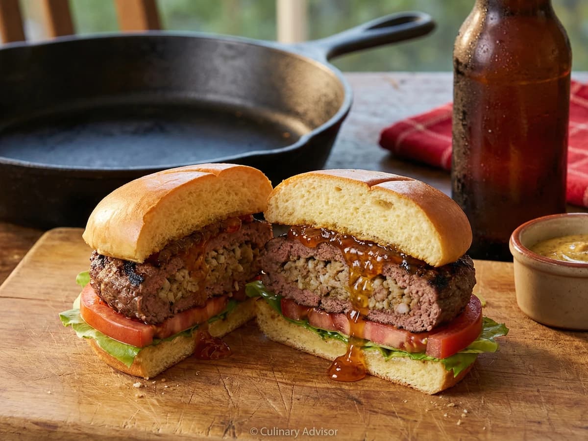 Boudin Stuffed Burger