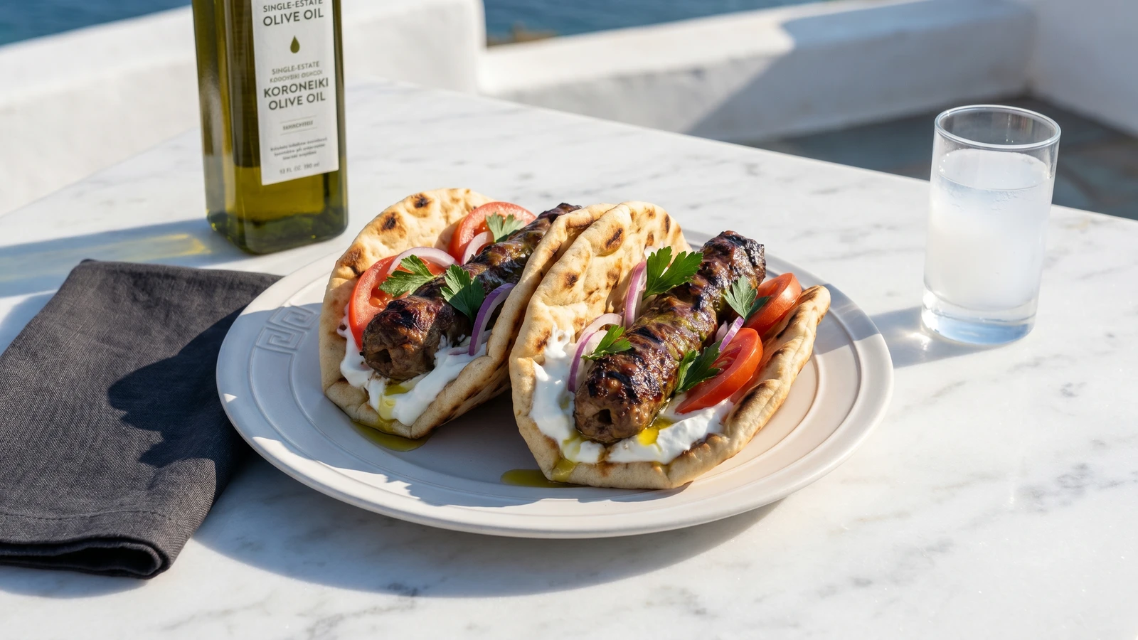 Kebab Smyrneiko se Pita (Κεμπάπ Σμυρνέικο σε Πίτα)
