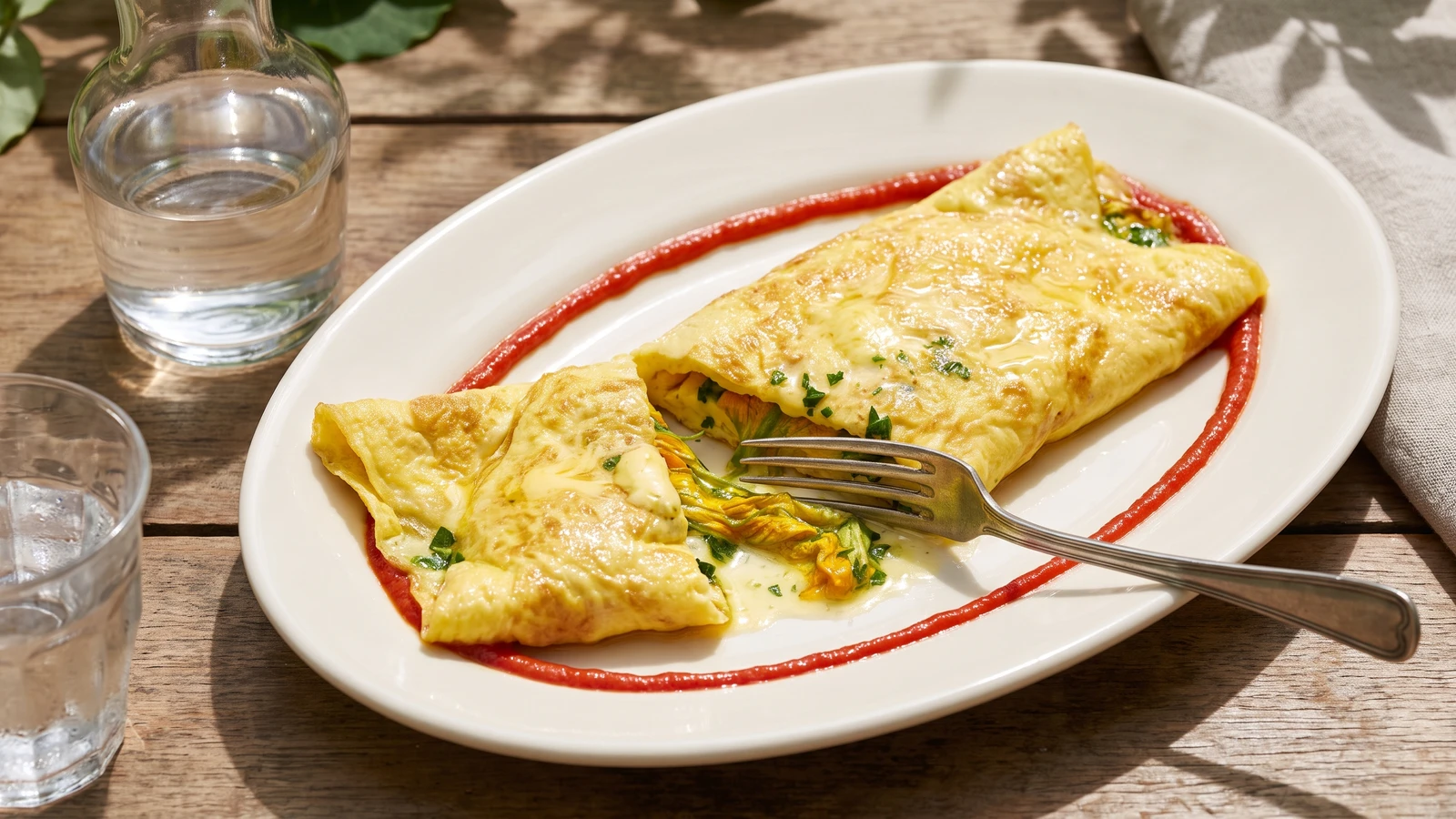 Omelet with Vegetable Marrow Flowers