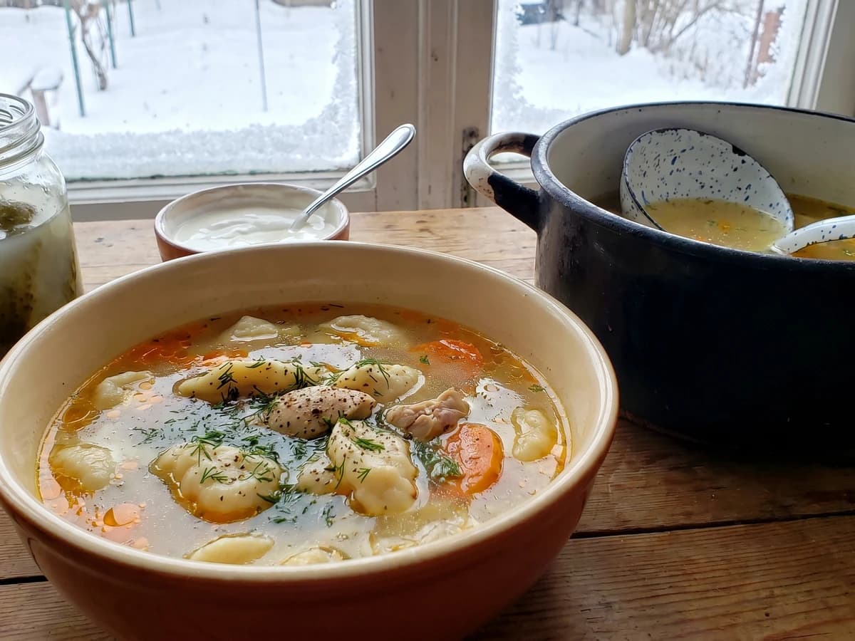 Kuryacha Yushka z Halushkamy (куряча юшка з галушками, chicken dumpling soup) - Chef Lesia