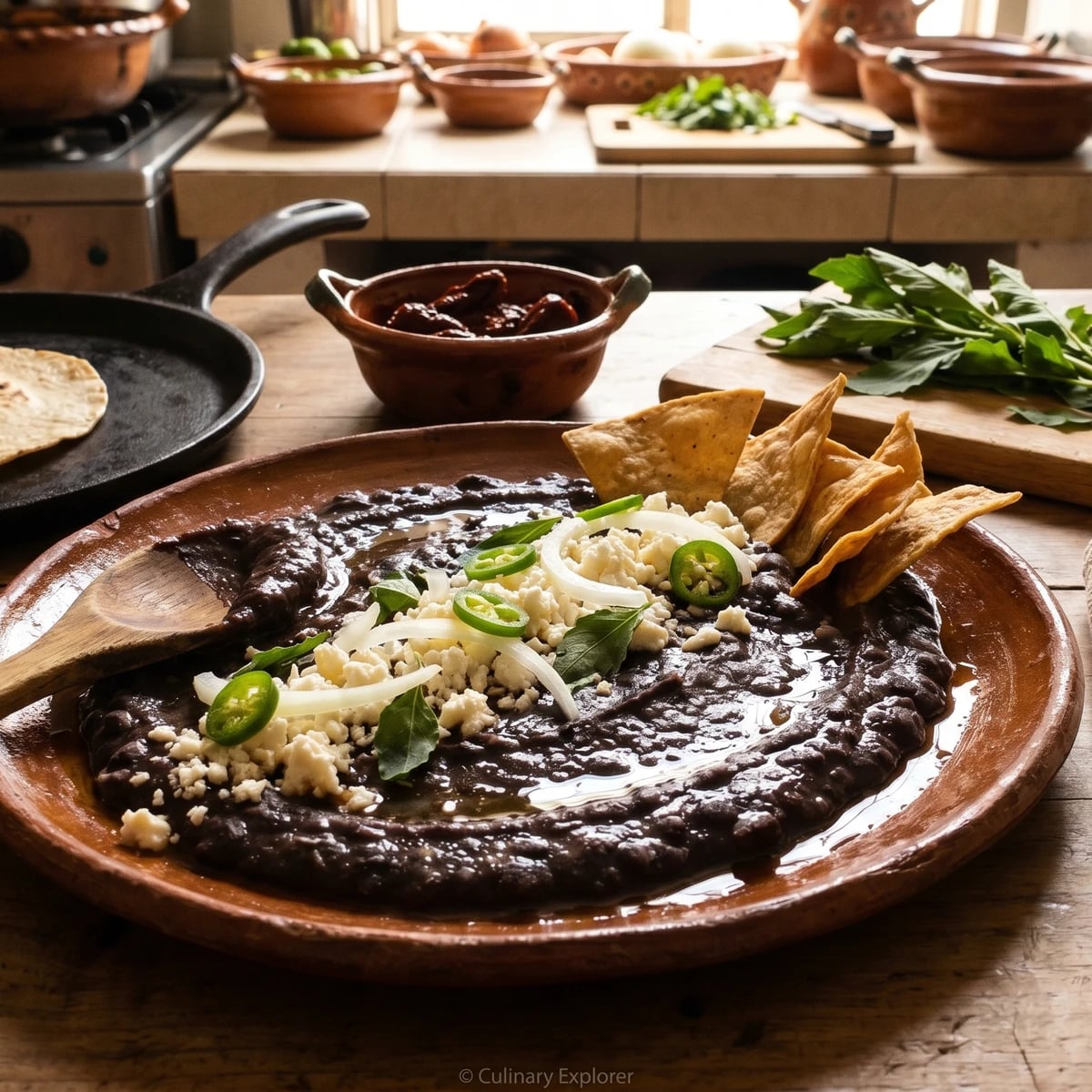 Frijoles Refritos Capitalinos con Epazote