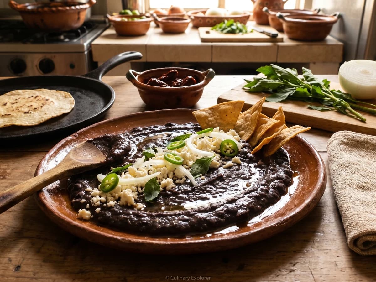 Frijoles Refritos Capitalinos con Epazote