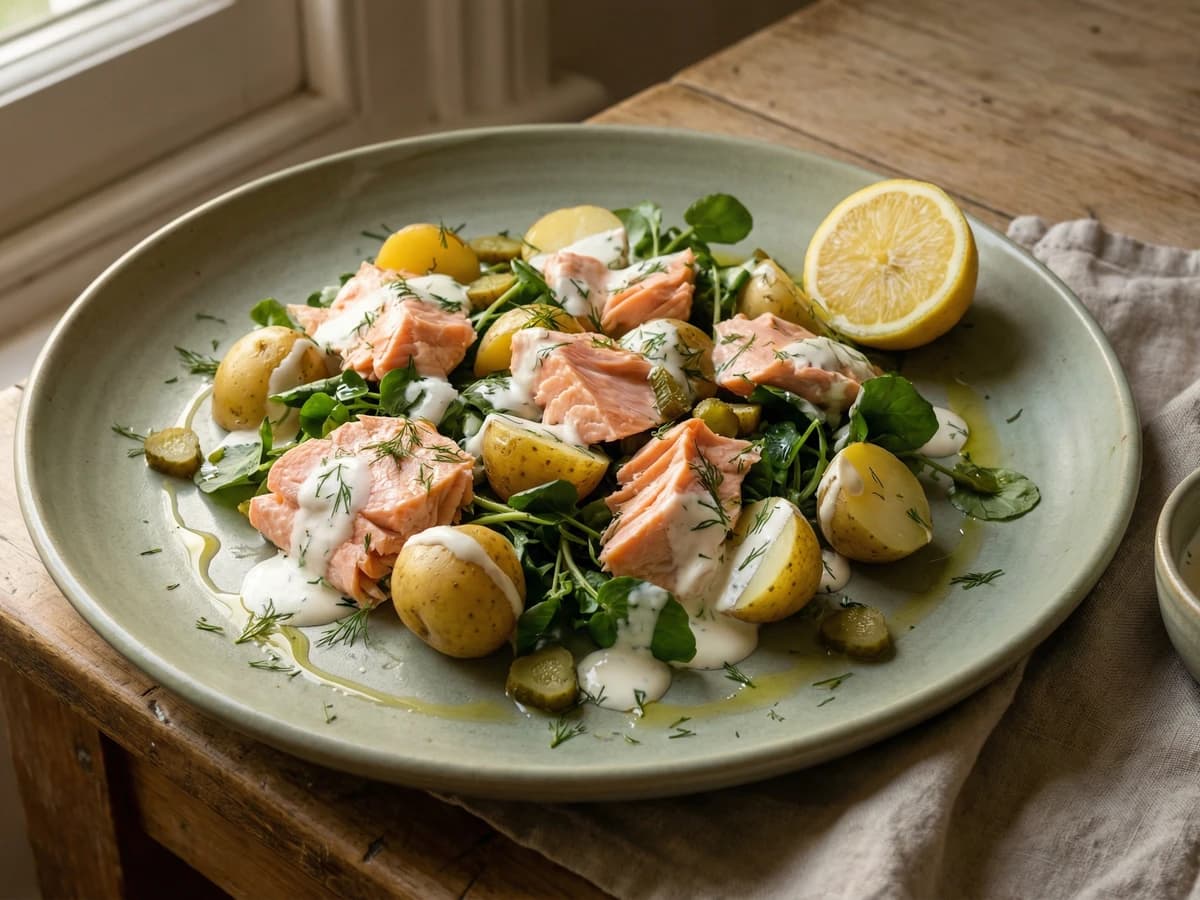Cold Poached Salmon with Watercress and New Potatoes - Chef Thomas