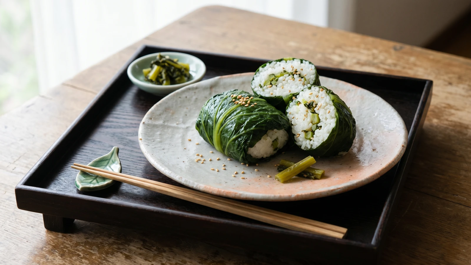 Mehari-zushi (めはり寿司, Kishu takana wrap)