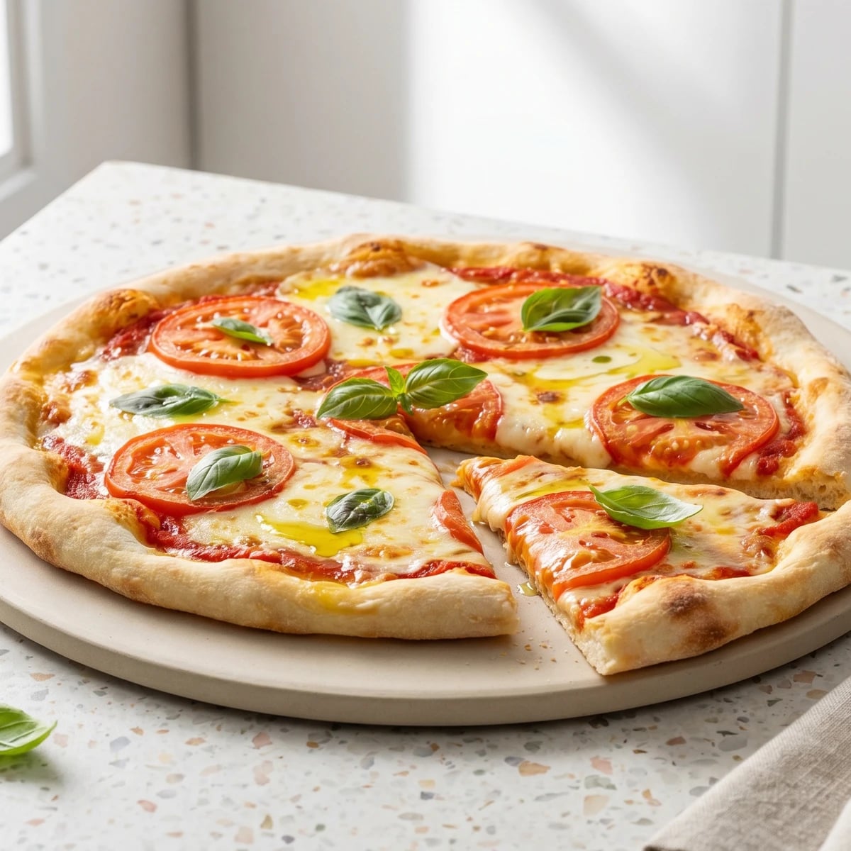 Pizza Marguerita de Tomate, Mussarela e Manjericão