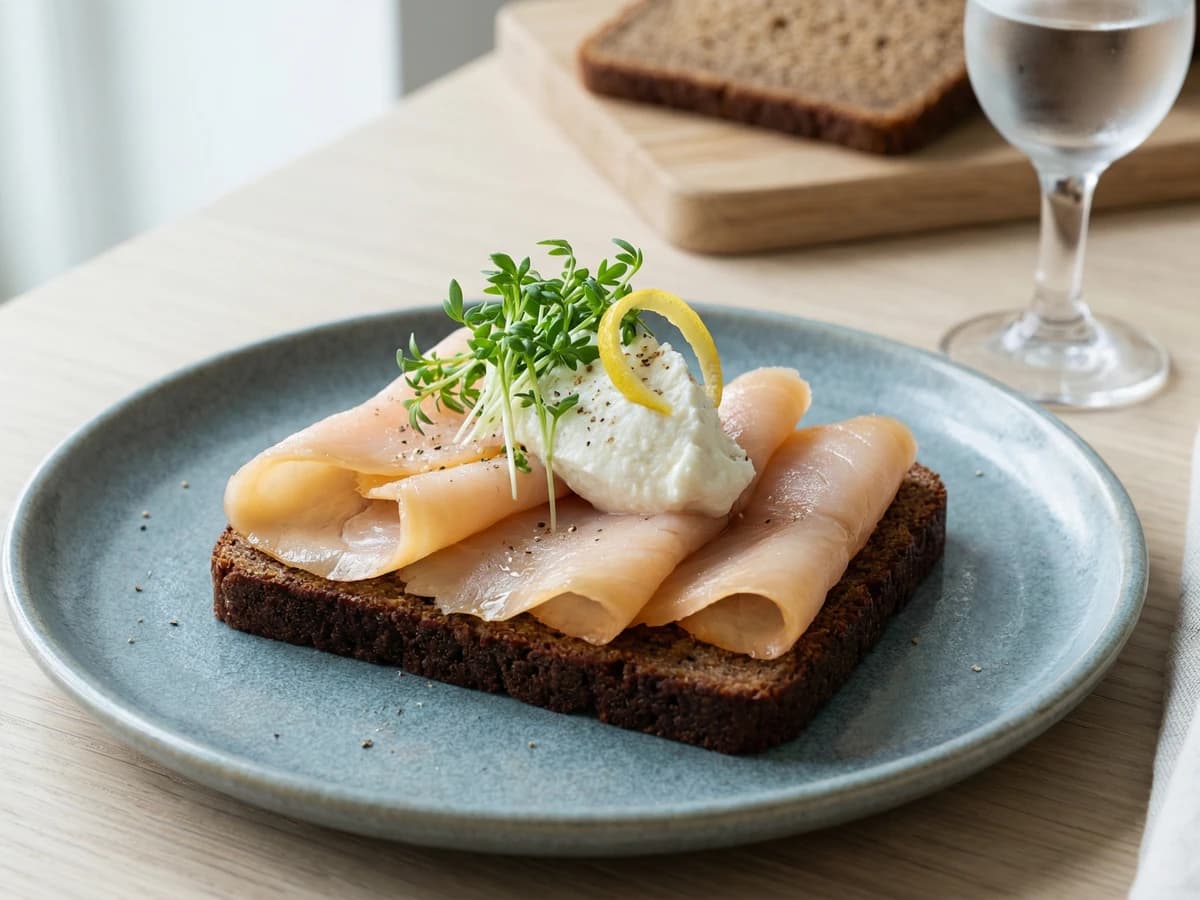 Roget Hellefisk med Peberrodscreme