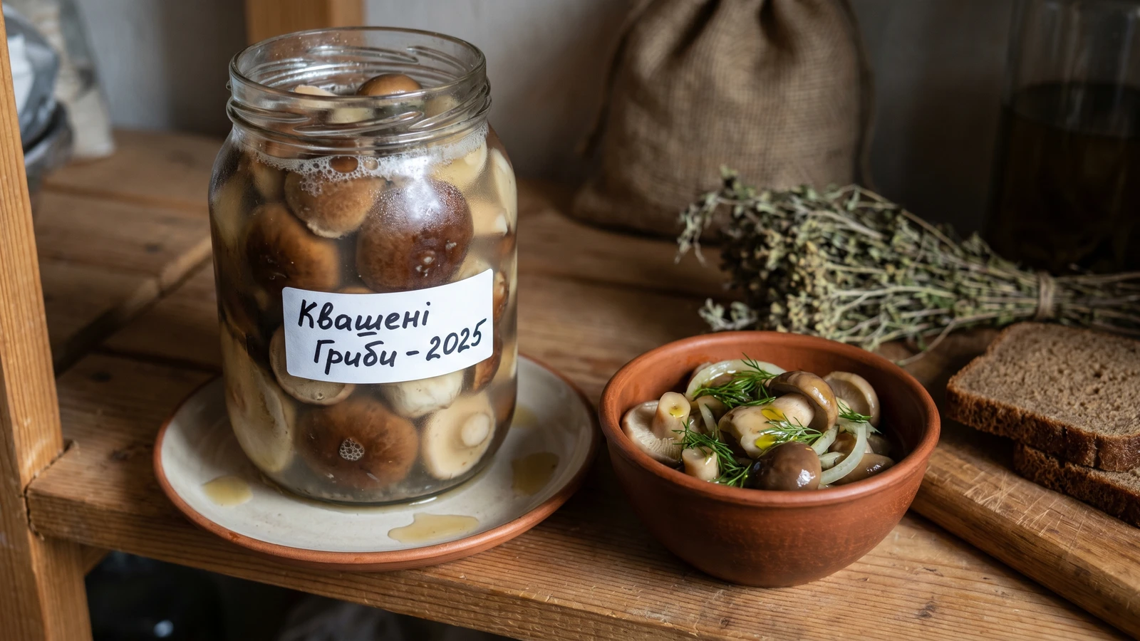 Kvasheni Hryby (квашені гриби, fermented mushrooms)