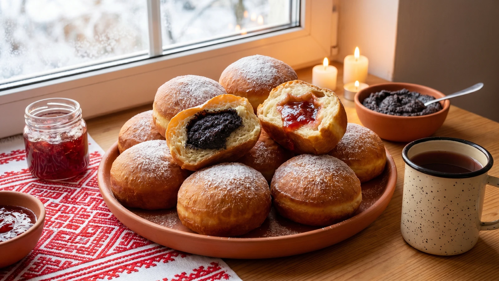 Pampukhy (пампухи, fried filled doughnuts)