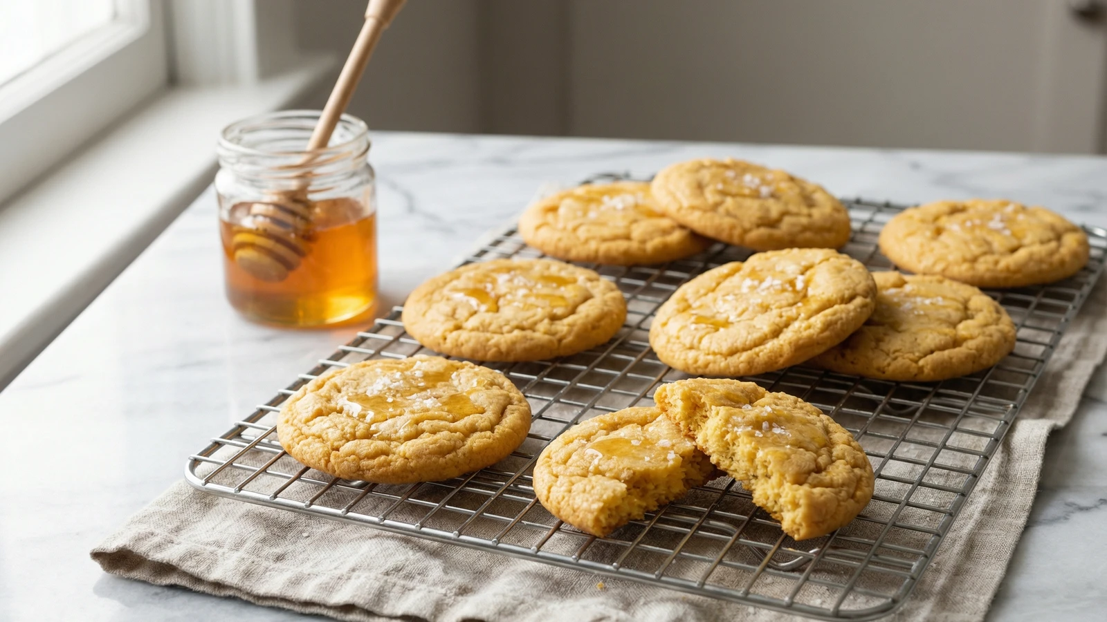 Cornbread Cookies with Honey Butter Glaze