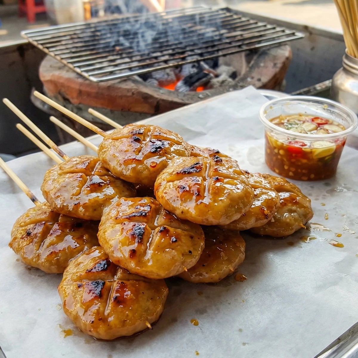 Grilled Meatball Skewers (Look Chin Ping)