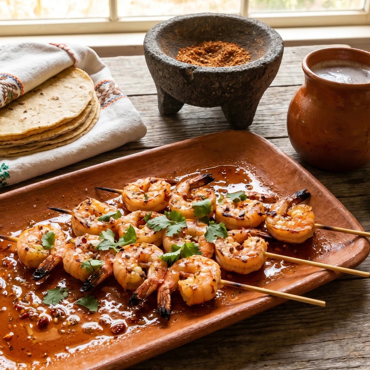 Brochetas de Camarón al Chiltepín