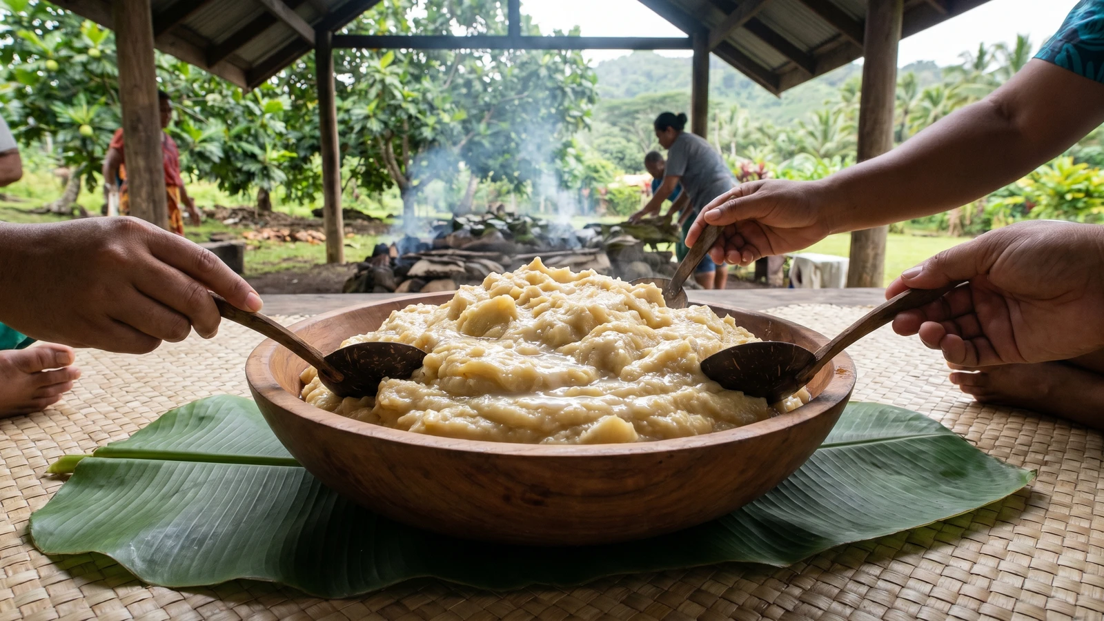 Taufolo (Sāmoan Mashed Breadfruit with Coconut Cream)