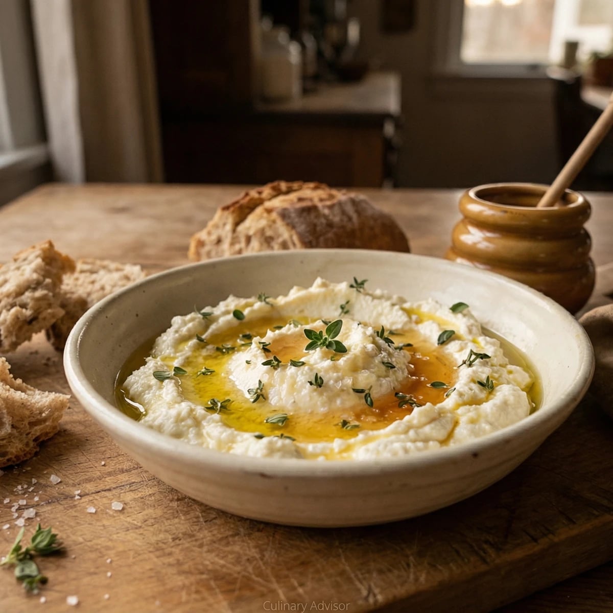 Warm Ricotta with Honey and Fresh Herbs