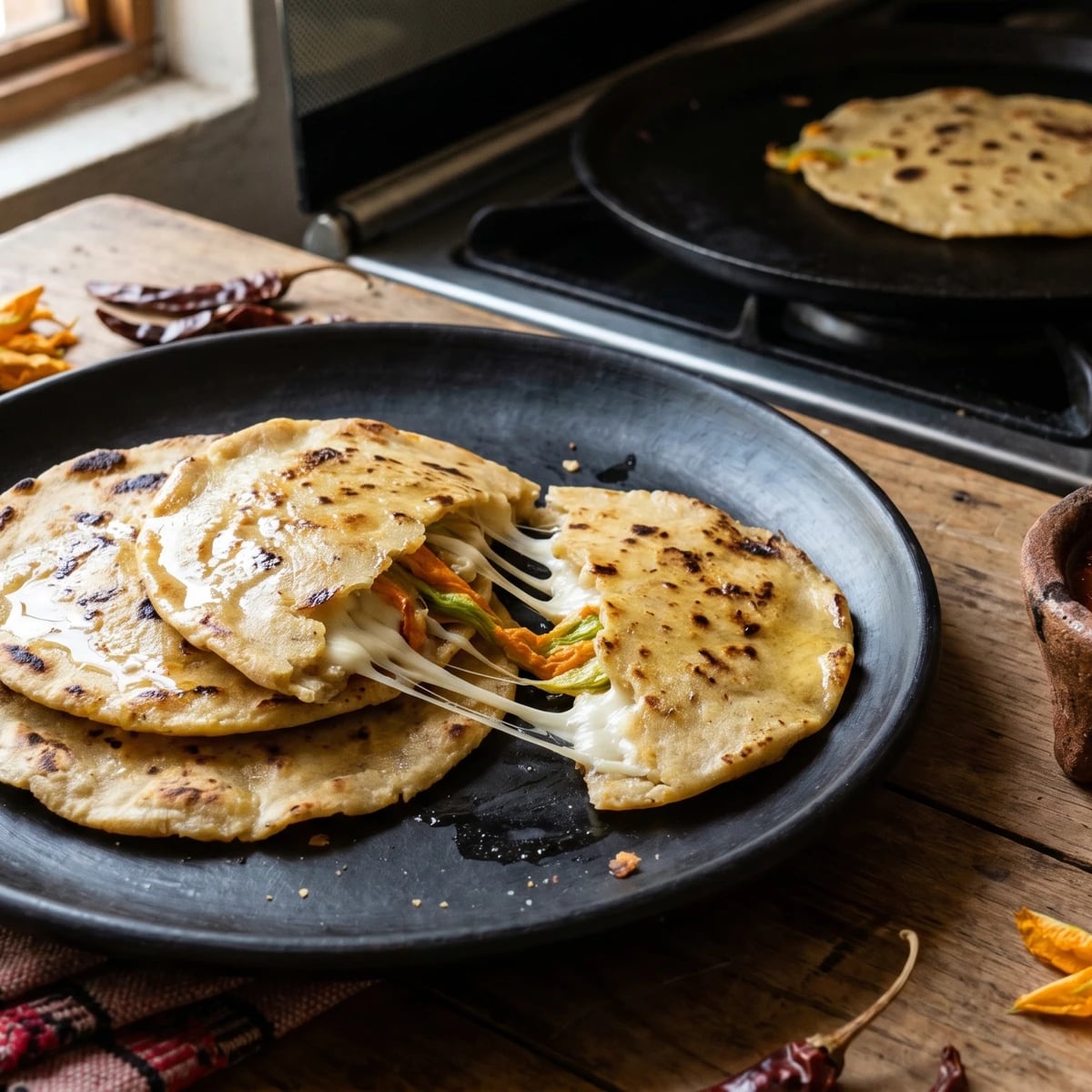 Quesadillas Oaxaqueñas de Quesillo y Flor de Calabaza