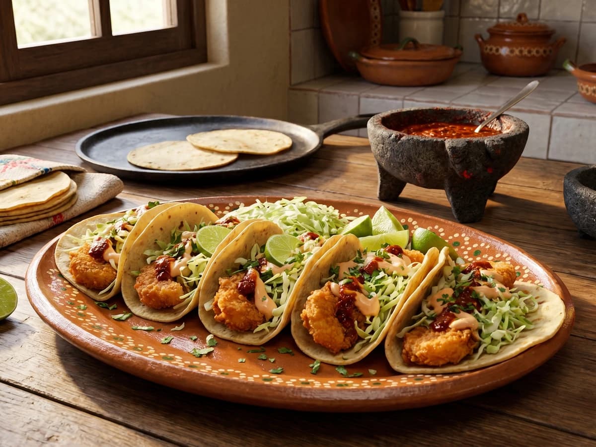 Nayarit Breaded Shrimp Tacos