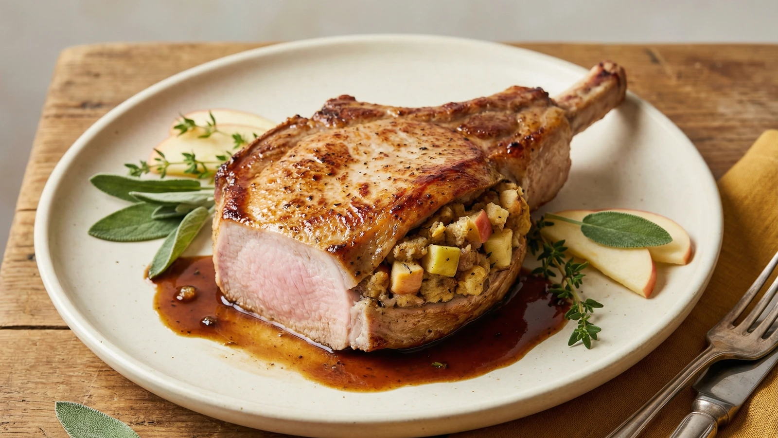Stuffed Pork Chops with Apple Dressing