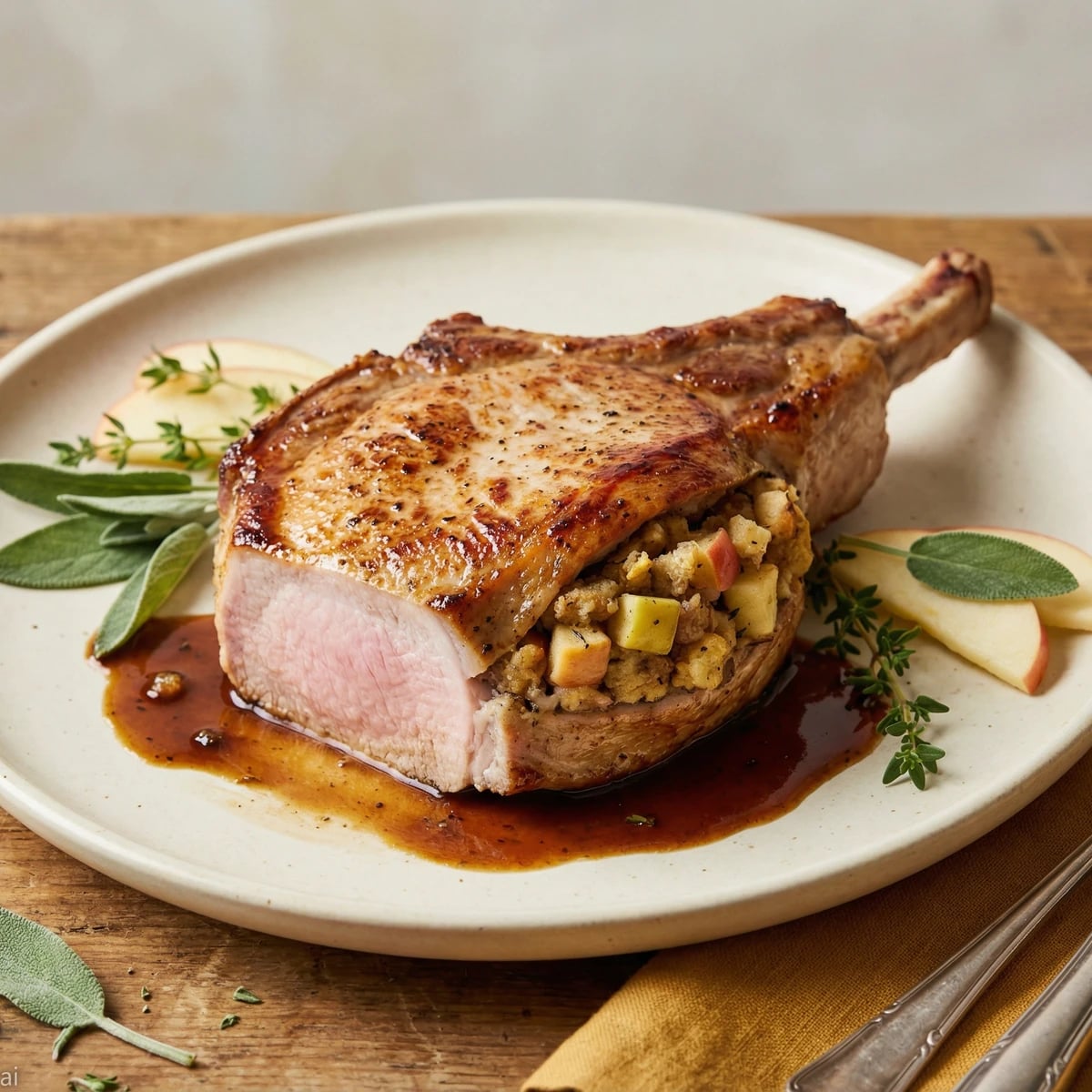 Stuffed Pork Chops with Apple Dressing