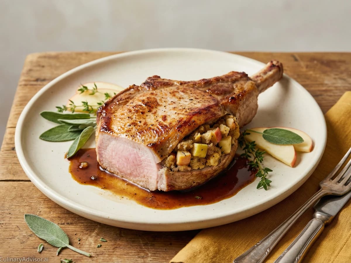 Stuffed Pork Chops with Apple Dressing - Chef Dean