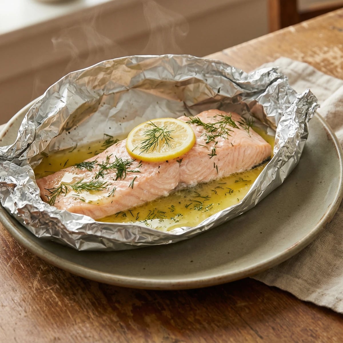 Simple Baked Salmon with Butter and Dill