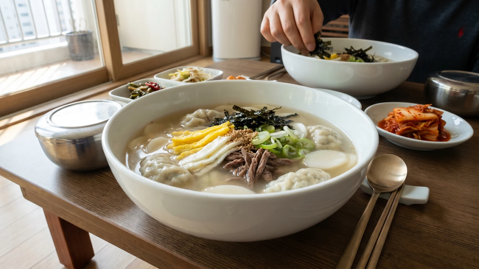 Tteok-manduguk (Rice Cake and Dumpling Soup)