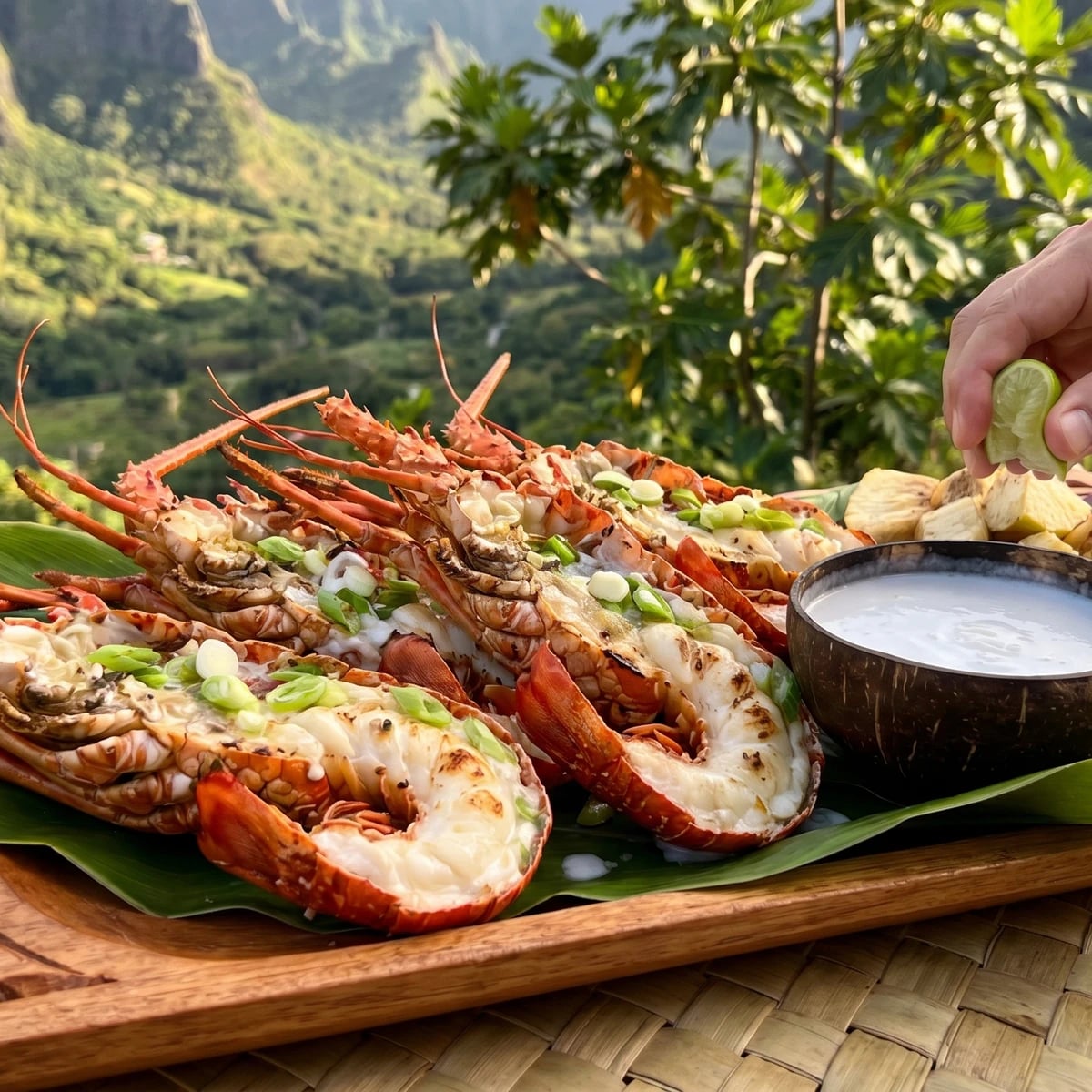 Uà Nunu Pataka Haaènana (Marquesan Grilled Spiny Lobster)