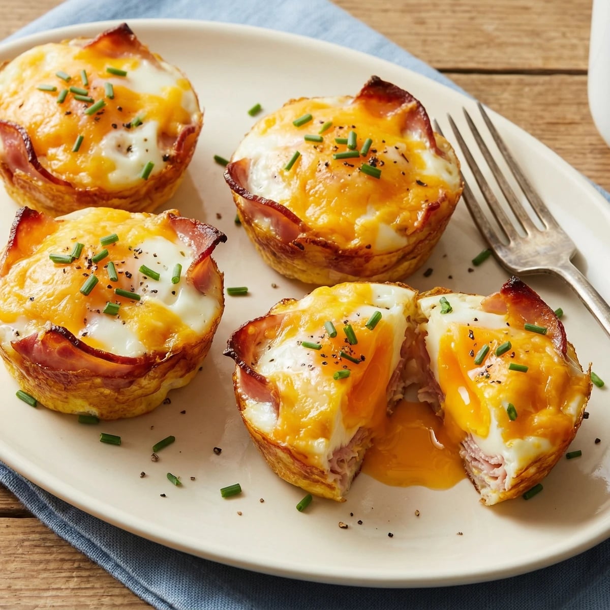 Baked Egg Cups with Ham and Cheese