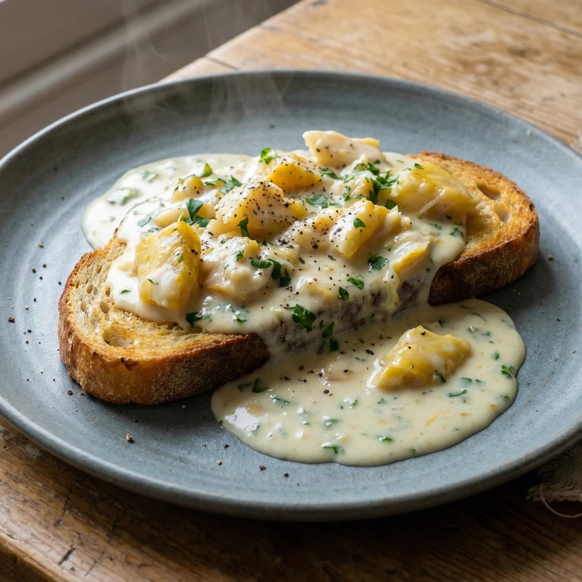 Creamed Smoked Haddock on Toast