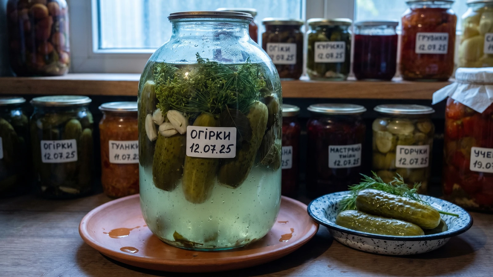 Kvasheni Ohirky (квашені огірки, fermented cucumbers)