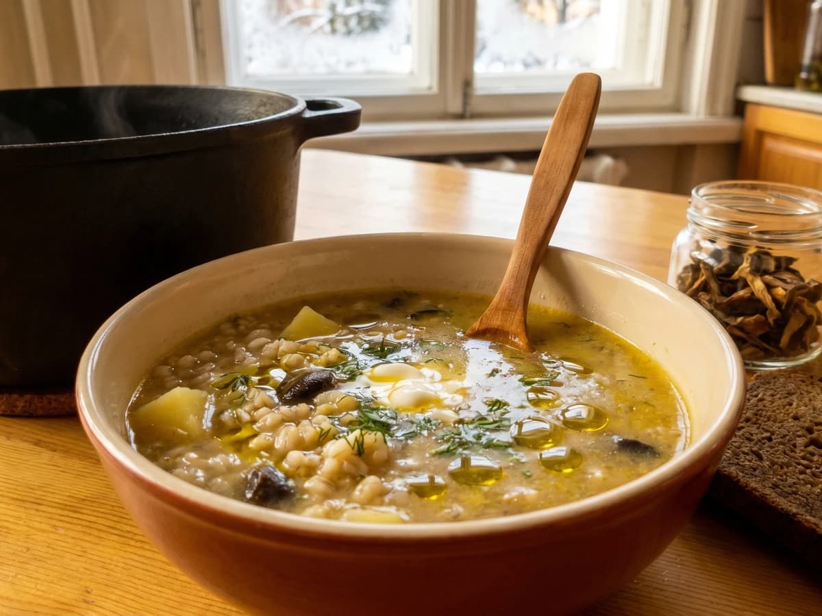 Krupnyk (крупник, barley soup) - Chef Lesia