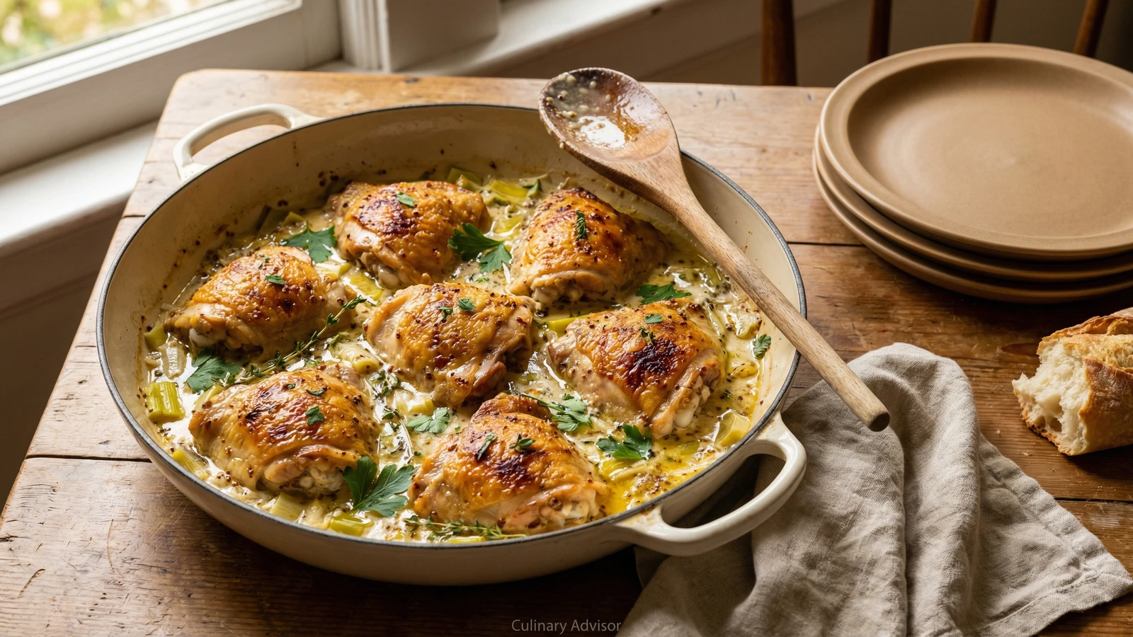 Chicken with Leeks and Mustard Cream Sauce