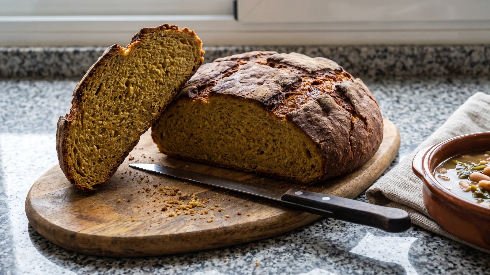 Broa Galega (Galician Corn-and-Rye Bread)