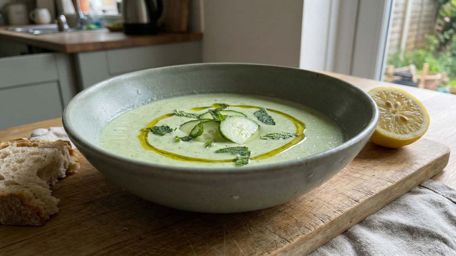 Chilled Cucumber Soup with Yoghurt and Mint