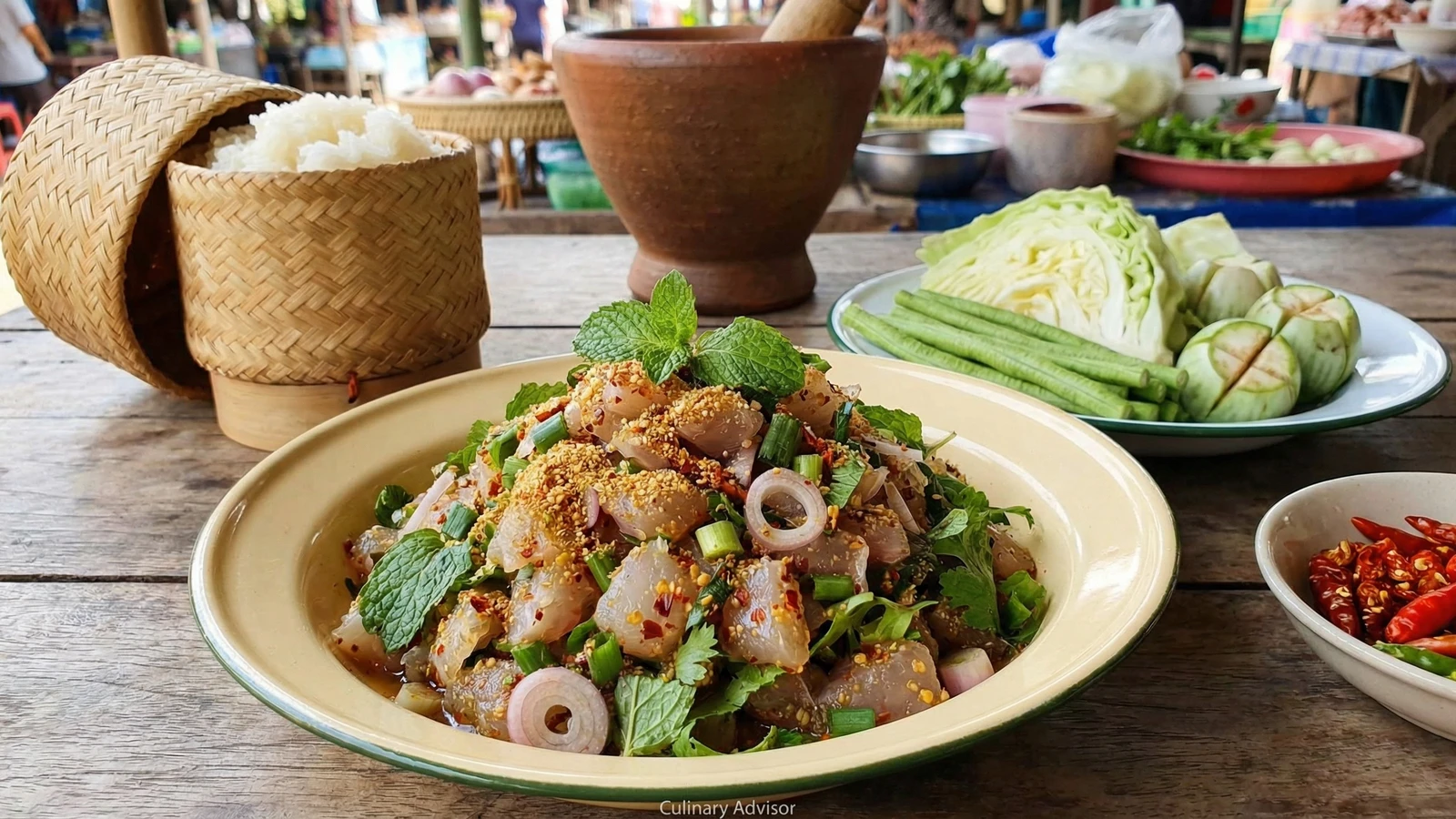 Raw Fish Larb (Koi Pla ก้อยปลา)