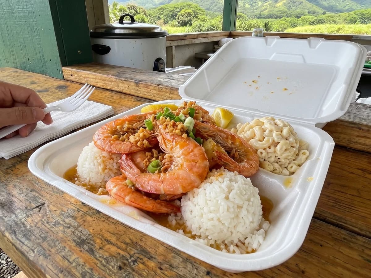 Hawaiʻi Local Garlic Shrimp Plate (Kahuku Grindz) - Chef Makoa
