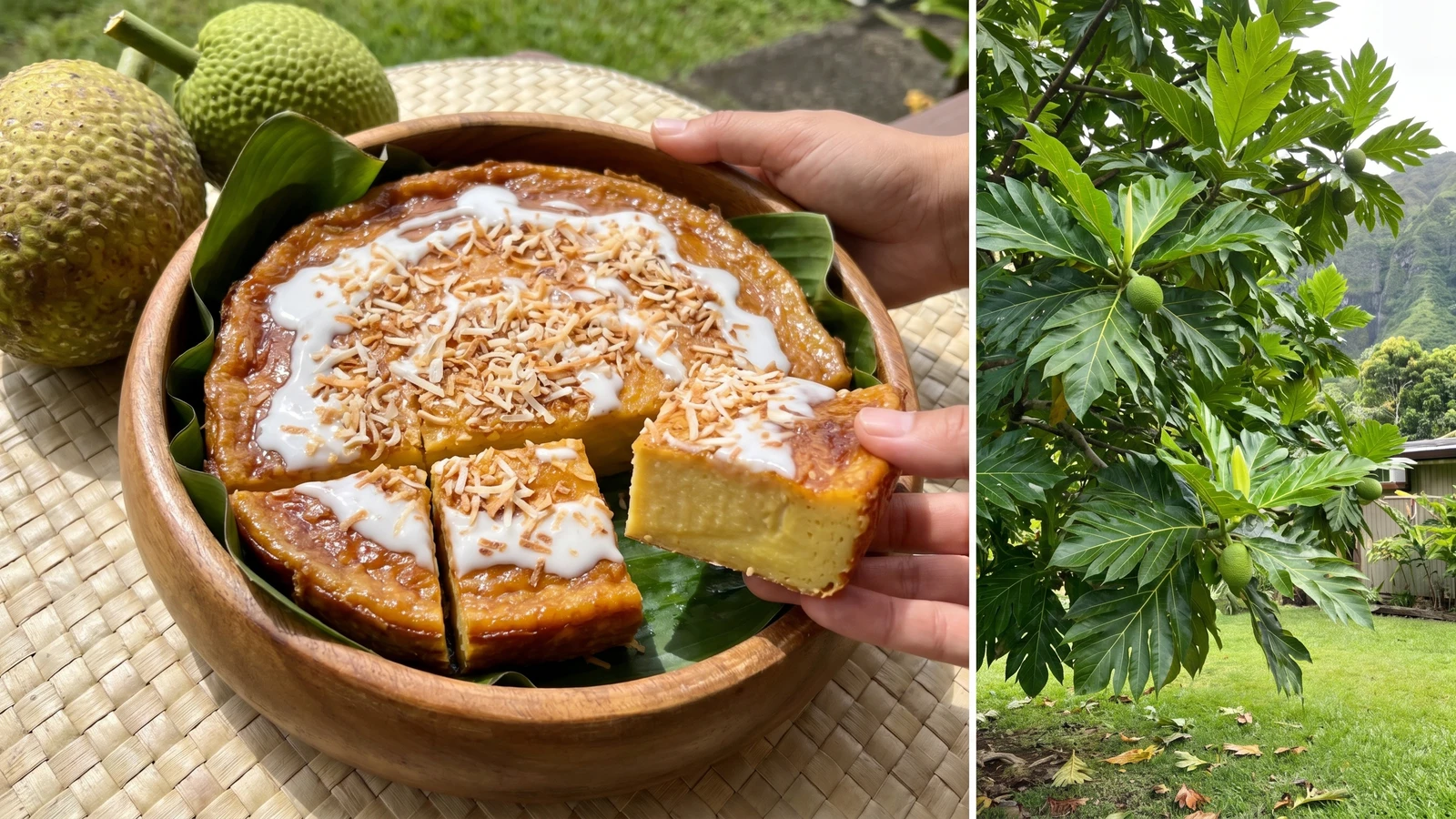 Baked ʻUlu Coconut Pudding (Hawaiian Ripe Breadfruit Custard)