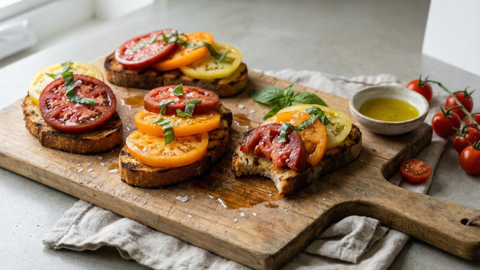 Heirloom Tomato and Basil Bruschetta