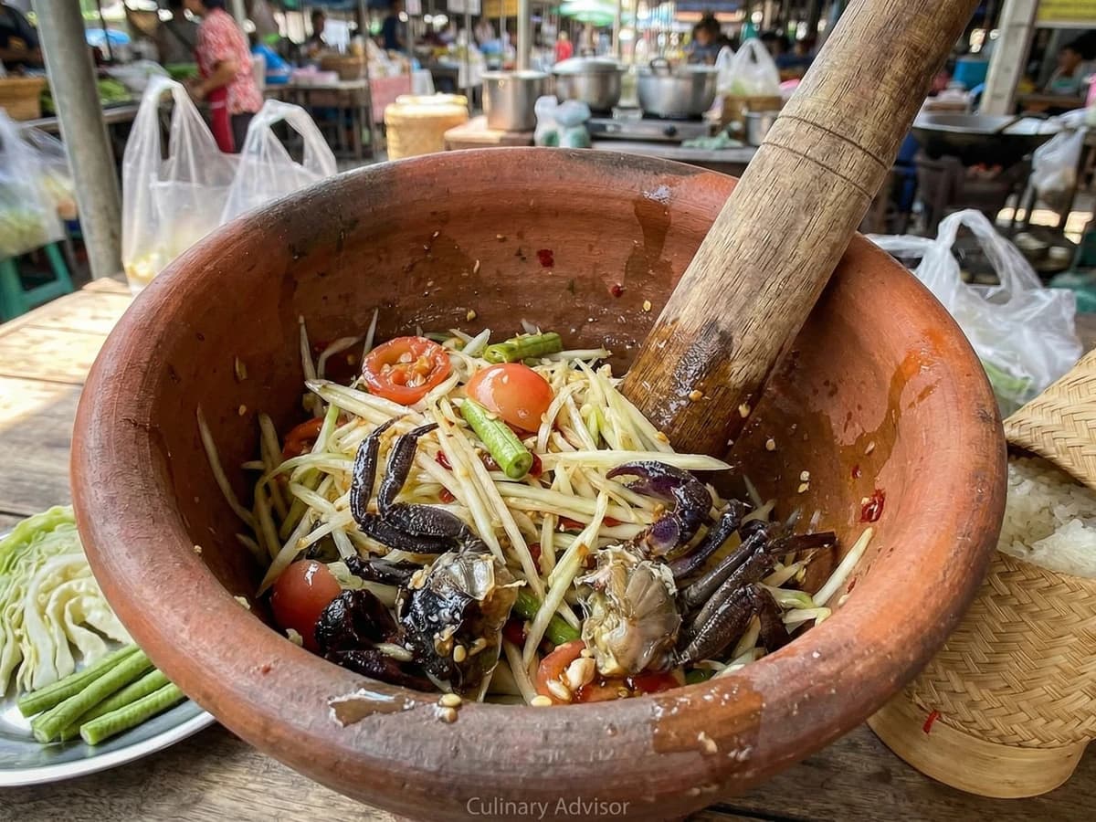 Field Crab Papaya Salad (Som Tam Poo) - Chef Fai