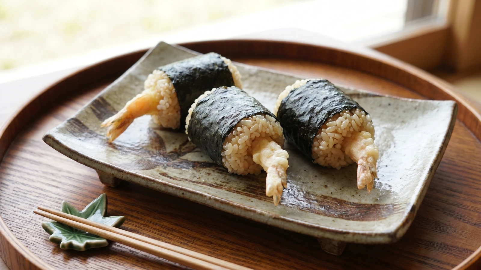Tenmusu (天むす, shrimp-tempura rice ball)