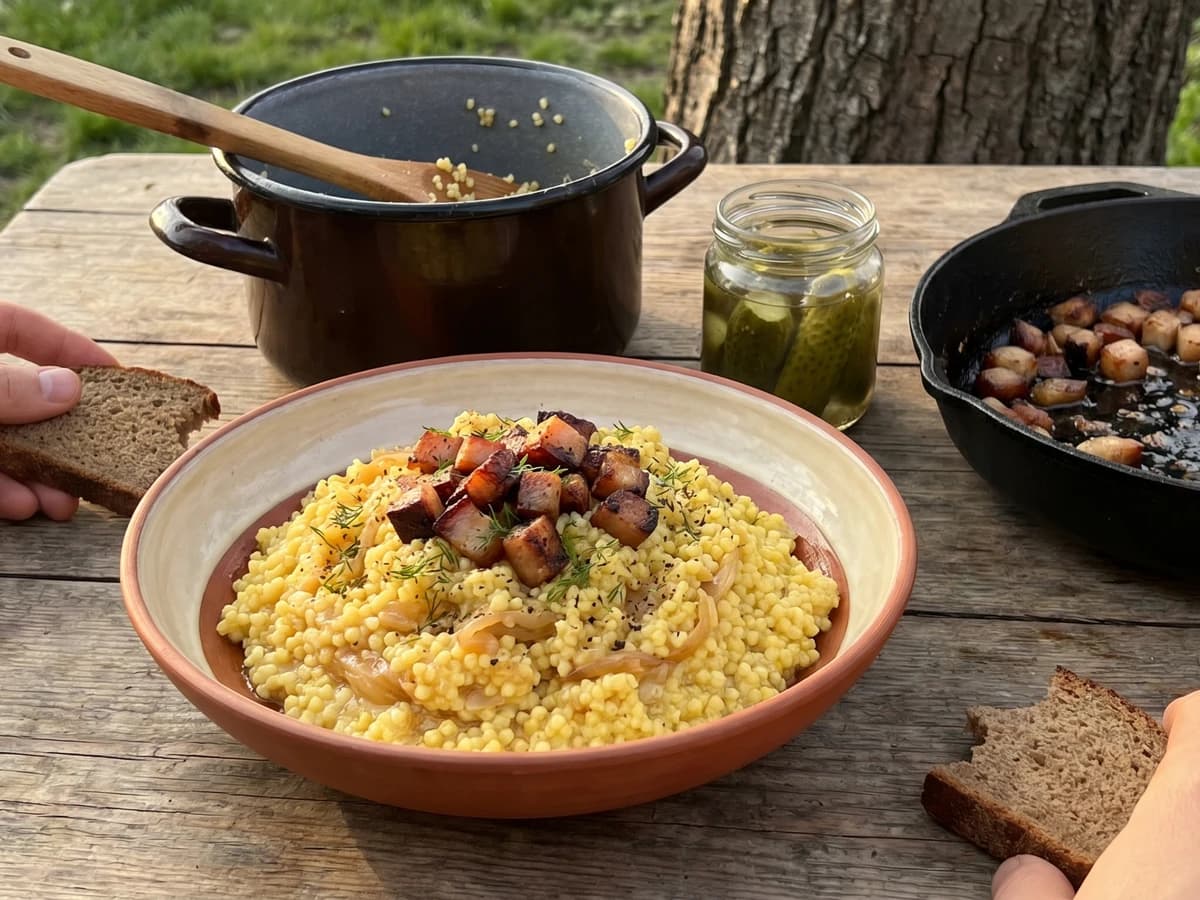 Pshonyana Kasha (пшоняна каша, millet with cracklings) - Chef Lesia