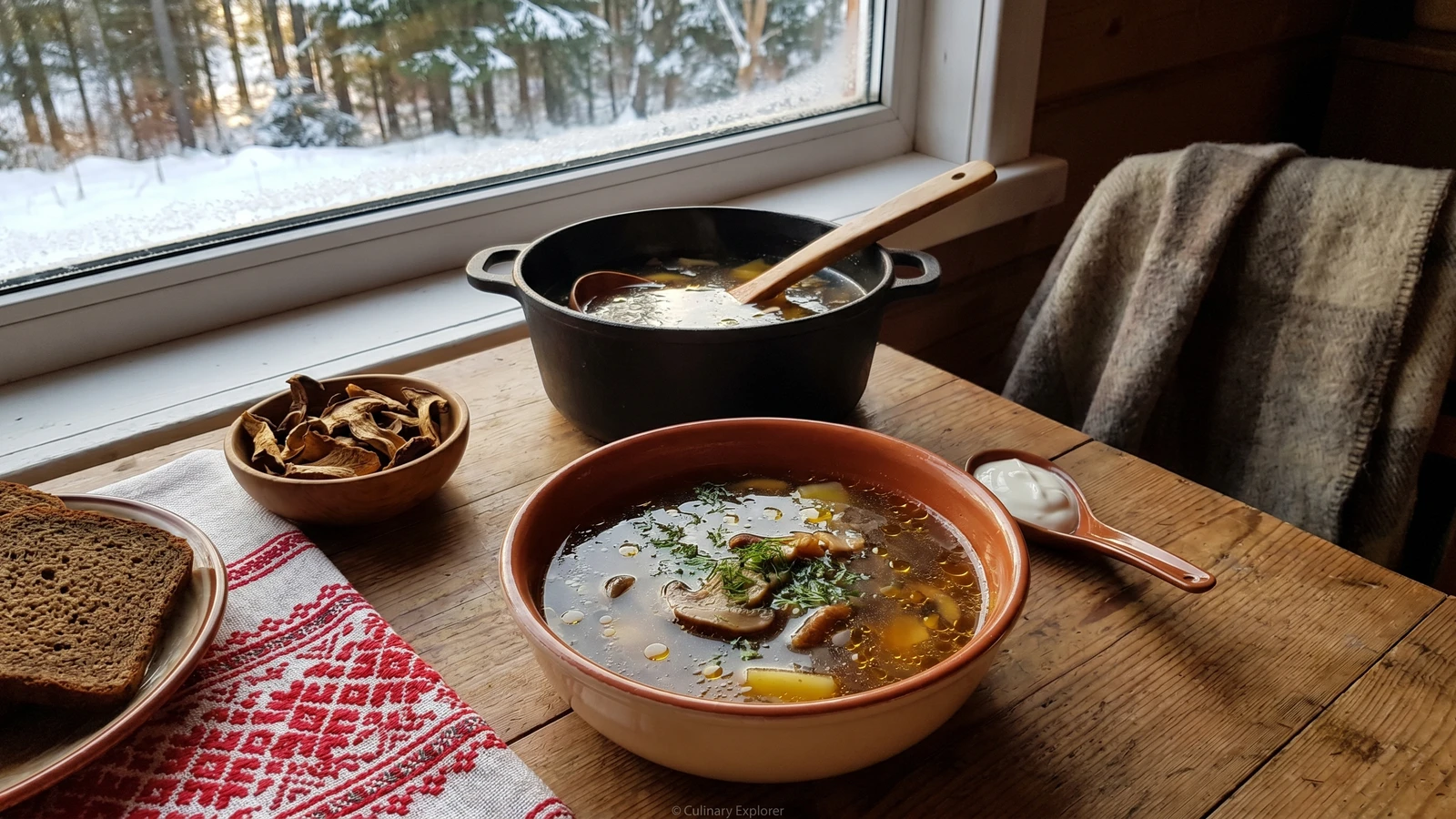 Hrybna Yushka (грибна юшка, mushroom soup)