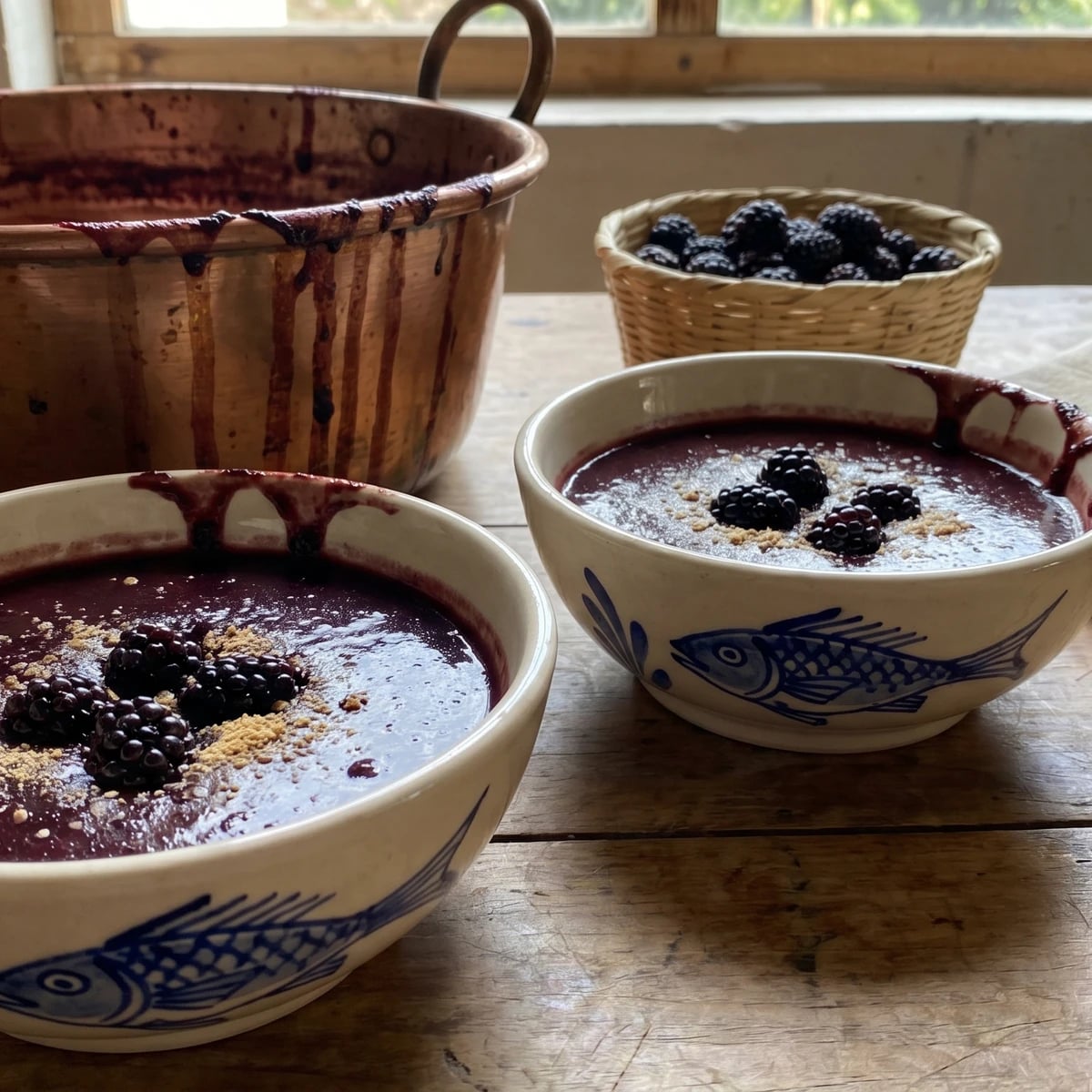 Plated Blackberry Atole (Atole de Zarzamora Espeso)