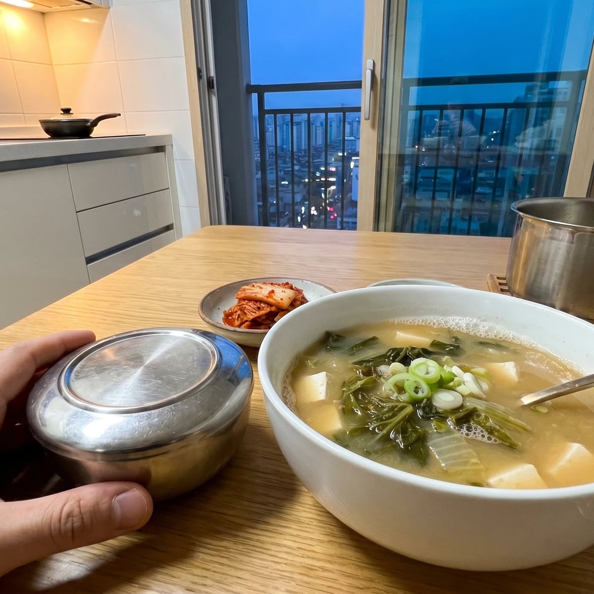 Geundae-doenjang-guk (근대된장국, Chard Soybean Paste Soup)