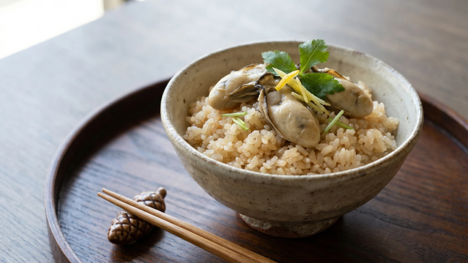 Kaki Gohan (牡蠣ご飯, winter oyster rice)