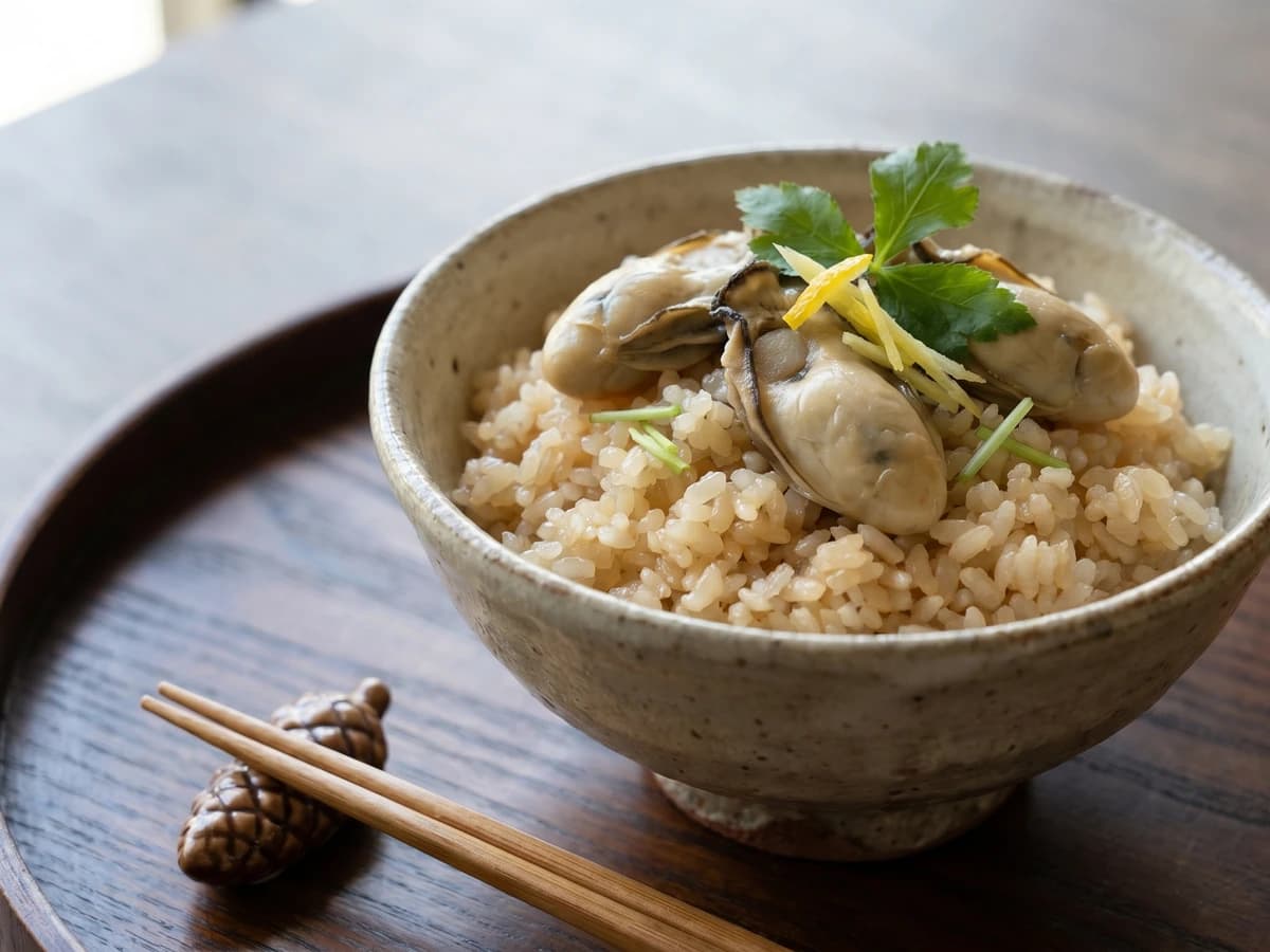 Kaki Gohan (牡蠣ご飯, winter oyster rice) - Chef Takumi