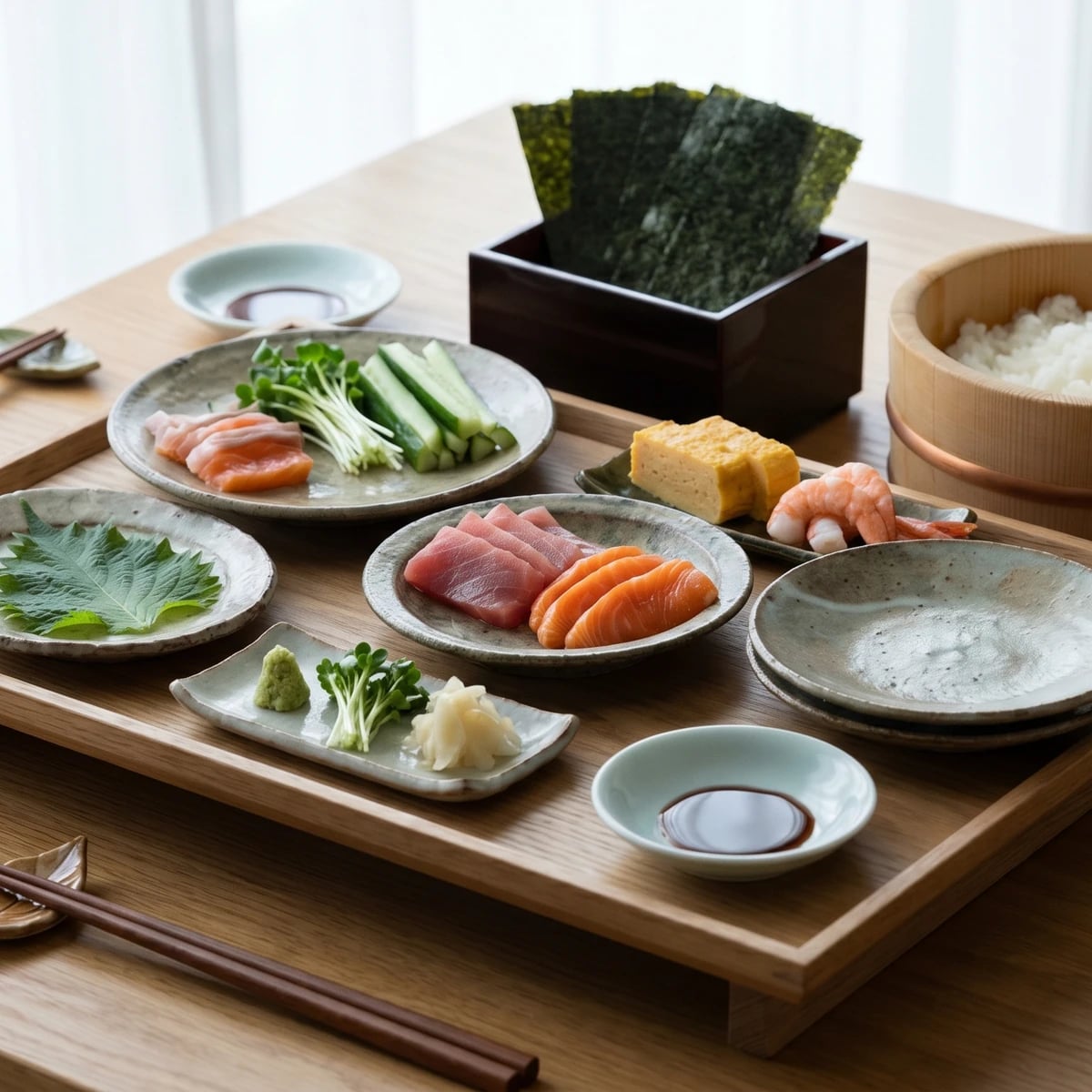 Temaki-zushi (手巻き寿司, hand-roll night)