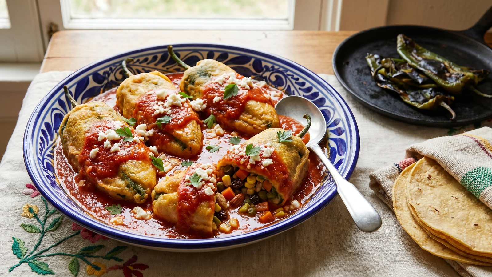 Chiles Rellenos de Picadillo Vegetariano de Vigilia