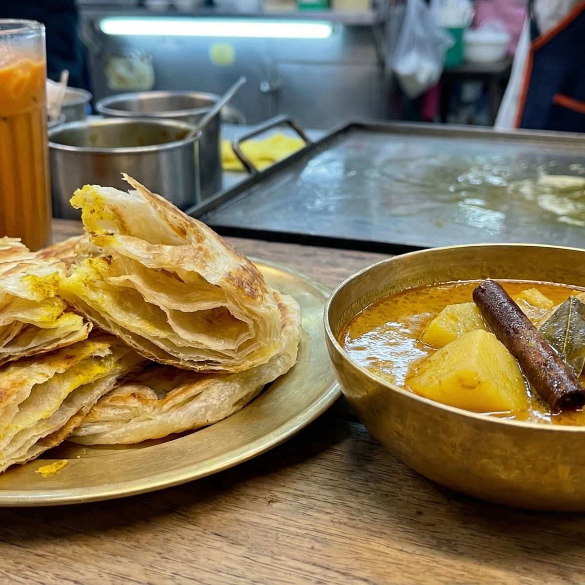 Southern Muslim Roti with Curry (Roti Kaeng โรตีแกง)